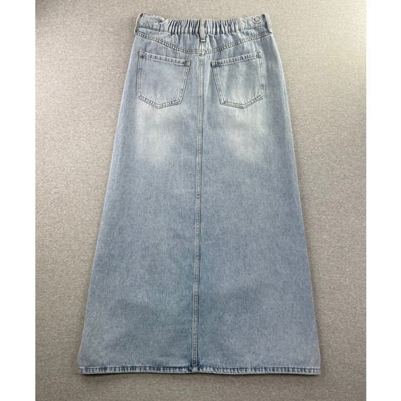 PTCL Denim Maxi Jean Skirt Womens 26 Blue Faded Light Wash Stretch Boho Western - Picture 3 of 16
